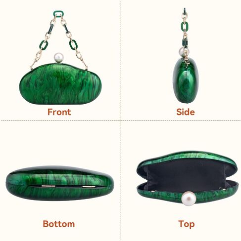 YYW Acrylic Evening Clutch Purses for Women Shell Marble Handbag Shoulder Bag with Pearl for Wedding Party Prom in Kuwait