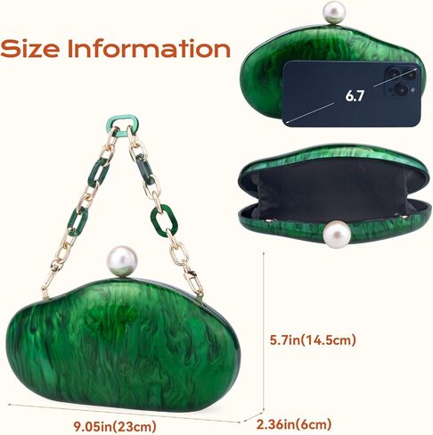 YYW Acrylic Evening Clutch Purses for Women Shell Marble Handbag Shoulder Bag with Pearl for Wedding Party Prom in Kuwait