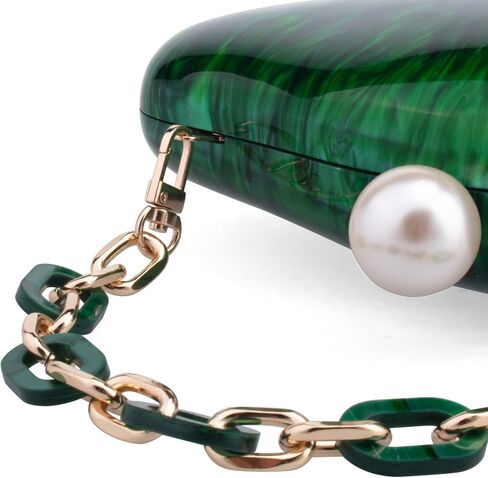 YYW Acrylic Evening Clutch Purses for Women Shell Marble Handbag Shoulder Bag with Pearl for Wedding Party Prom in Kuwait