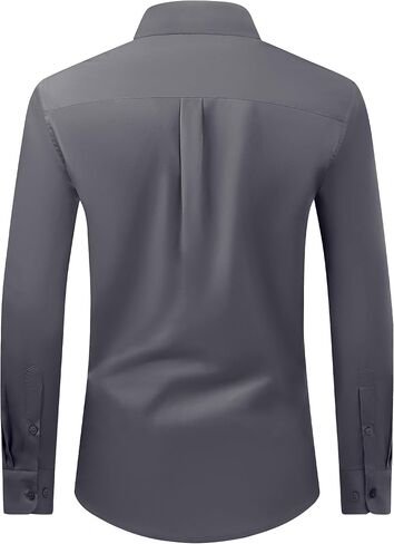 Alimens & Gentle Men's Dress Shirt Regular Fit Stretch Stain Shield Long Sleeve Solid Business Wedding Button Down Shirts in Kuwait