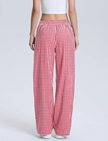 LOMON Women's Striped Gingham Boxer Pants Cotton Pajama Lounge Pj Casual Plaid Trousers Y2K Beach Bottoms with Pockets in Saudi Arabia