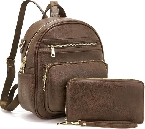 Idesort Small Backpack Purse for Women Girls Cute Backpacks Purse set with Wallet Convertible Shoulder bag CaramelBrown in Saudi Arabia