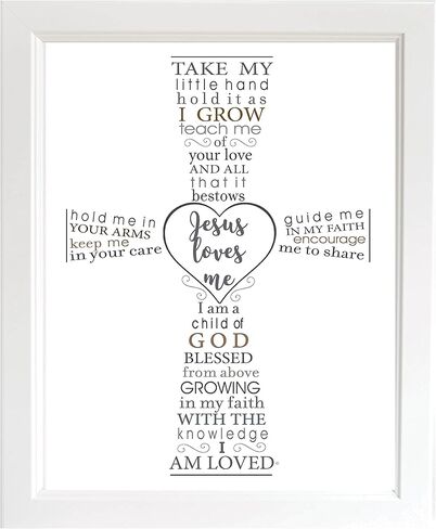 Jesus Loves Me Frame for Baby's Baptism, Dedication or Christening - Made in USA Frame - Gift for Granddaughter/Grandson/Godson/Godaughter on Christening, Baptism, Dedication (Silver - Personalized) in Kuwait