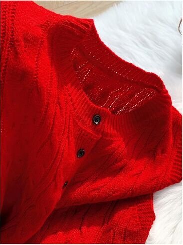 GORGLITTER Women's Button Down Knit Sweater Vest Sleeveless Crewneck Crop Cardigan in Kuwait