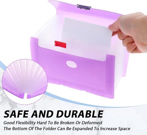 2Pcs Expandable File Folder Organizer 13 Pockets Receipt Holder Organizer, Portable File Folder Organizer 7 x 4Inch Expandable File Folder for Home College School Office Supplies(Blue + Purple) in Saudi Arabia