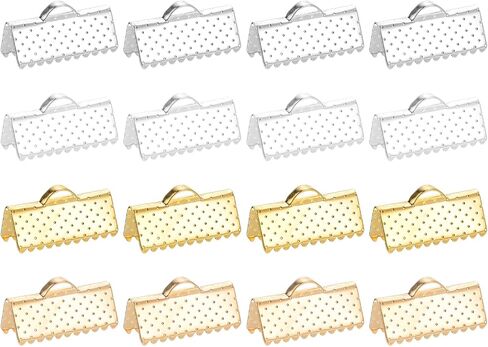 uxcell 100Pcs 10mm Ribbon Crimp Clamp Ends, Bookmark Pinch Crimp Ends, Fasteners Clasp Crimp Ends for Bracelet Necklace Jewelry Making, 4 Colors in Kuwait