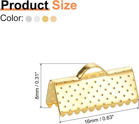 uxcell 100Pcs 10mm Ribbon Crimp Clamp Ends, Bookmark Pinch Crimp Ends, Fasteners Clasp Crimp Ends for Bracelet Necklace Jewelry Making, 4 Colors in Kuwait
