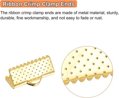 uxcell 100Pcs 10mm Ribbon Crimp Clamp Ends, Bookmark Pinch Crimp Ends, Fasteners Clasp Crimp Ends for Bracelet Necklace Jewelry Making, 4 Colors in Kuwait