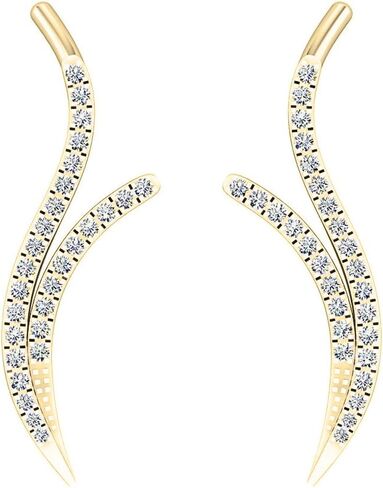 Dazzlingrock Collection 0.20 Carat (ctw) Round White Diamond Crawler Climber Earrings for Women in 14K Gold in Saudi Arabia