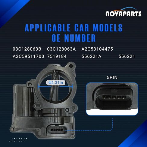 03C128063B Throttle Body Valve Control Flap for VW Golf Jetta Audi A1 SKODA Fabia SEAT Alhambra Ibiza 1.4 TSI CAVE CTHD BMY Replaces # 03C128063A A2C59511700 A2C53104475 in Saudi Arabia