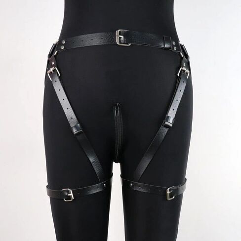 Waist Belt Leg Garters with hancuffs Leather Body Belt Suspenders Lingerie Gothic Belts Sets with Handcuffs in Saudi Arabia
