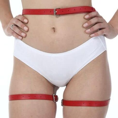 Waist Belt Leg Garters with hancuffs Leather Body Belt Suspenders Lingerie Gothic Belts Sets with Handcuffs in Saudi Arabia