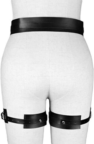 Waist Belt Leg Garters with hancuffs Leather Body Belt Suspenders Lingerie Gothic Belts Sets with Handcuffs in Saudi Arabia