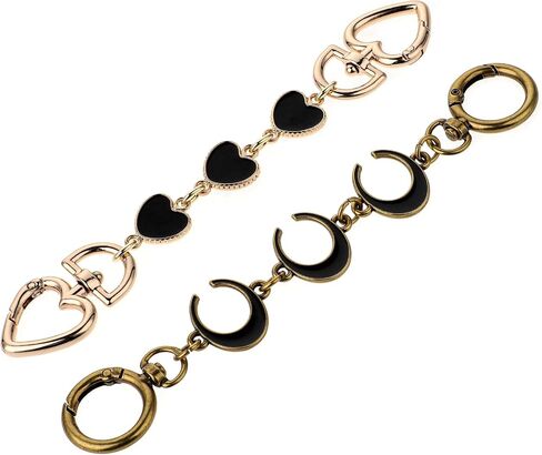 2 Pcs Purse Extender Chain Purse Straps For Handbags Gold Purse Chain Purse Strap Extender Bag Charms For Handbags Bag Accessories Charms Shoulder Straps For Bags Bag Extender Purse Charm（Heart Moon） in Saudi Arabia