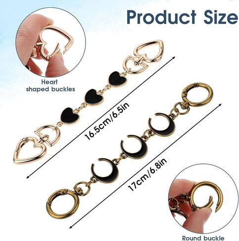2 Pcs Purse Extender Chain Purse Straps For Handbags Gold Purse Chain Purse Strap Extender Bag Charms For Handbags Bag Accessories Charms Shoulder Straps For Bags Bag Extender Purse Charm（Heart Moon） in Saudi Arabia