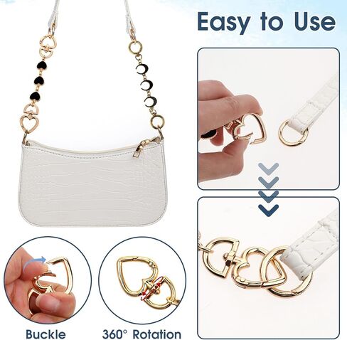 2 Pcs Purse Extender Chain Purse Straps For Handbags Gold Purse Chain Purse Strap Extender Bag Charms For Handbags Bag Accessories Charms Shoulder Straps For Bags Bag Extender Purse Charm（Heart Moon） in Saudi Arabia