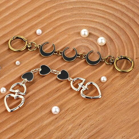 2 Pcs Purse Extender Chain Purse Straps For Handbags Gold Purse Chain Purse Strap Extender Bag Charms For Handbags Bag Accessories Charms Shoulder Straps For Bags Bag Extender Purse Charm（Heart Moon） in Saudi Arabia