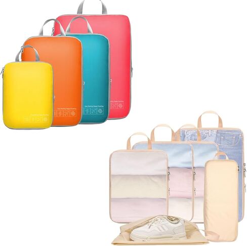 Cambond 4 Compression Packing Cubes Multi-color Bundle with 6 Set See Through Mesh Compression Packing Cubes Khaki in Kuwait