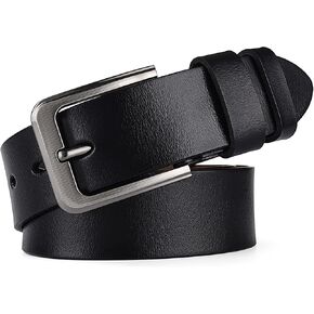 Men Classic Genuine Leather Dress Belts,Mens Everyday Casual Belt with Pin Buckle