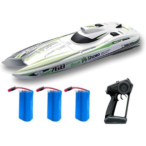 RC Jet Speedboat, TX768 RC Boat Brushless High Speed, Low Battery and Long Range Alarm, Full Size RC Catamaran Boat, 30km/h High Power Jet Boat for River Bashing, Pools, and Lakes With 3x 3s Batteries
