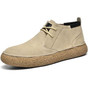 Men's Frosted Leather Suede Suede Mid Top Board Shoes Retro Casual Fashion Design Walking Ankle Boots Classic Non Slip Lace Up Suede Oxford Sneakers