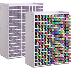 2 Pack 240 Slots Marker Storage Organizer Marker Organizer for Desk Marker Holder Art Marker Rack with Removable Divider to Store Paint Brushes Pens Color Pencils, White
