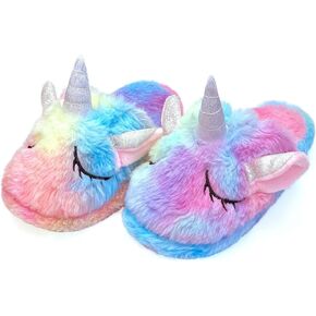 Unicorn Slippers for Kids Girls Boys Fluffy Plush Slippers Indoor House Shoes