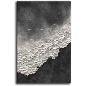 YaSheng Art - sea landscapes Abstract Oil Painting,Oil Painting on Canvas Texture Blue Ocean scenery Oil Painting Hand-Painted Abstract Artwork Pictures Canvas Wall Art Paintings 24x48inch