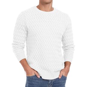 Sailwind Men's Crewneck Cable Knit Sweaters Long Sleeve Casual Twist Patterned Pullover Sweater