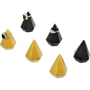 MyGift Modern Cone Shaped Ring Holders, Decorative Multi-Colored Pastel Prism Style Jewelry Display Stands, Set of 4