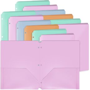 2 Pocket Folders, Heavy Duty Pocket Folders, Durable Poly Two Pocket Folder for 3 Ring Binder - for Letter Sized Papers, Files, Documents - 11.75" x 9.5" Plastic Colored Folders - (2 Pack)