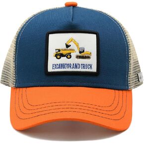 Boys Excavator Trucker Hat, Toddler Snapback Mesh Baseball Caps for Kids Ages 2-8
