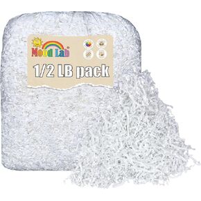 Mood Lab Crinkle Cut Paper Shred Filler - 1/2 LB White - Shredded Cut Paper for Basket Filling - Gift Box Kraft Wrapping Paper