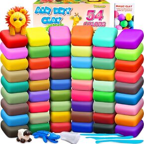 Air Dry Clay 54 Colors, Modeling Clay for Kids, DIY Molding Magic Clay, Gift for Kids