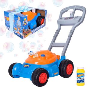 Hot Wheels™ Bubble Lawn Mower for Toddlers, Bubble Blowing Machines, Indoor and Outdoor Gardening Toy, Birthday, Party Favor for Prechool Girls and Boys, No Batteries, Includes Bubble Solution, 2+