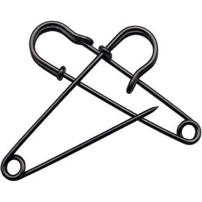 15Pcs Large Safety Pins, 3‘’ Heavy Duty Steel Safety Pins for Clothes, Ideal for Leather, Canvas, and Wool, Sharp Tip for Secure Hold, Perfect for Clothing, Diapers, Blankets, and More, Black.