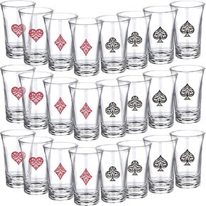 Chuangdi 24 Pcs Casino Party Favors 1.2 Ounce Acrylic Shots Glass for Adults Poker Game Night Party Decoration Funny Shot Glasses for Vegas Theme Party Decoration Casino Birthday Party Decoration