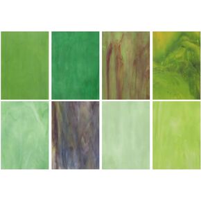 MECCANIXITY 8 Sheets Stained Glass Sheets,4 x 6 Inch Variety Mosaic Glass Tiles for DIY Projects Home Crafts Decoration,Green Series