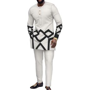 UOUNUT African Clothes for Men Sets Dashiki Outfits Slim Fit Long Sleeve African Mens Clothing Casual African Tracksuits