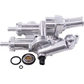 MOTOKU Aluminum Coolant Thermostat Housing Assembly for Dodge Journey Avenger Caliber Jeep Compass Patriot Chrysler 200 Sebring with Temperature Sensor Gasket