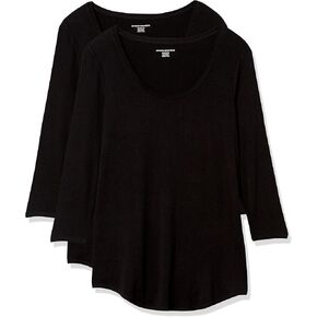 Amazon Essentials Women's 3/4 Sleeve Scoopneck Tunic, Pack of 2