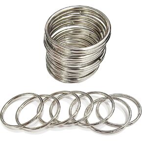 20Pcs Metal Rings, BetterJonny 40mm Macrame Hoops Ring Silver Craft Rings Hoops Thick Plant Hangers Dog Collars Metal O Rings for Home Decorations DIY Crafts and Wall Hanging Crafts