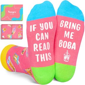 HAPPYPOP Boba Gifts for Girls Boys - Funny Crazy Gifts for Boba Lover, Cute Boba Socks Kids