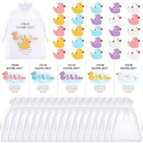 25 Sets Thank You Gifts Bulk Colorful Duck Pins with You're Ducking Great Funny Pun Cheer up Cards Cute Lapel Duck Pins Brooches for Backpacks Employee Appreciation Gifts for Coworkers