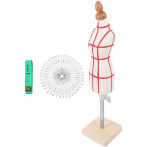 Female Dress Form Mannequin 1/4 Size Miniature Sewing Mini Trouser Dress Form Dressmaker with Ruler and Needle for Sewing Pattern Making