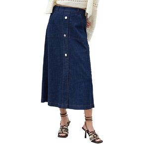 Nolabel Women's Long Buttoned Denim Skirt with Pockets FGSKT01