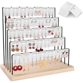 Earring Display Stand for Selling, Earring Rack Display Holder with 40 Earring Cards, 5 Tiers Jewelry Display for Vendors