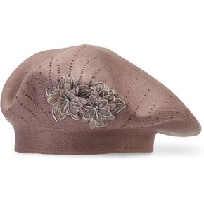 Womens French Beret hat, Reversible Cashmere Mosaic Rhinestone Warm Beret Cap for Women Lady