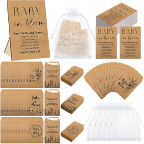 100 Pcs Baby Shower Seed Packet Self Adhesive Seed Envelopes Small Paper Envelopes for Seeds Mini Kraft Seed Packets Seed Paper Favors Baby in Bloom Seed Organizer for Party, No Seeds