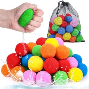 FUTUREPLUSX 84PCS Reusable Water Balloons, Water Balls Bulk Water Toys Splash Ball Water Soaker Balls with Bag for Kids Summer Pool Outdoor Lawn Beach